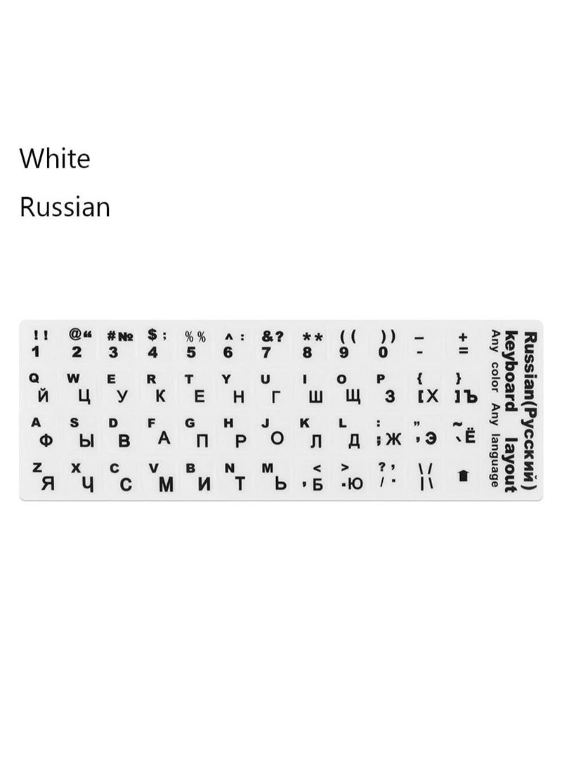 Altheqa 2 Piece Dustproof Waterproof Strong Viscosity English Russian Keyboard Layout Sticker for Laptop PC (White) - Image 3