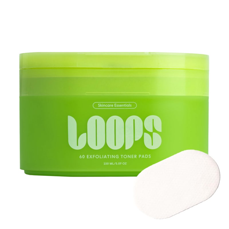 LOOPS Exfoliating Toner Refine Resurface and Rebalance Skin Brightening and AntiAging Skincare Presoaked Bamboo Pad Skincare Toners for Face Exfoliatings Treatment Toner Exfoliating Pads