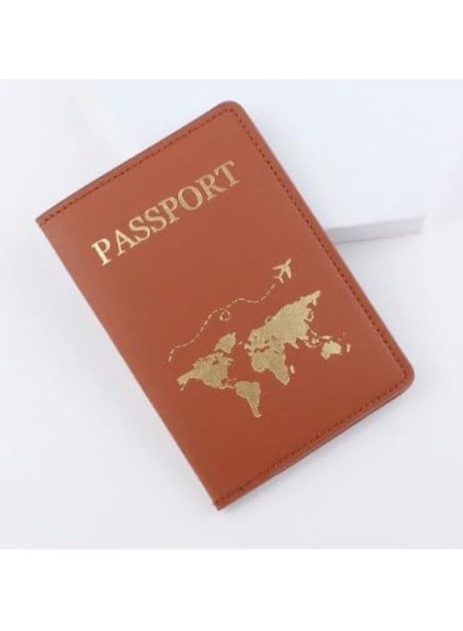 my souq store :: World Map Design Passport Cover with Gold Embossing -Brown - Image 1