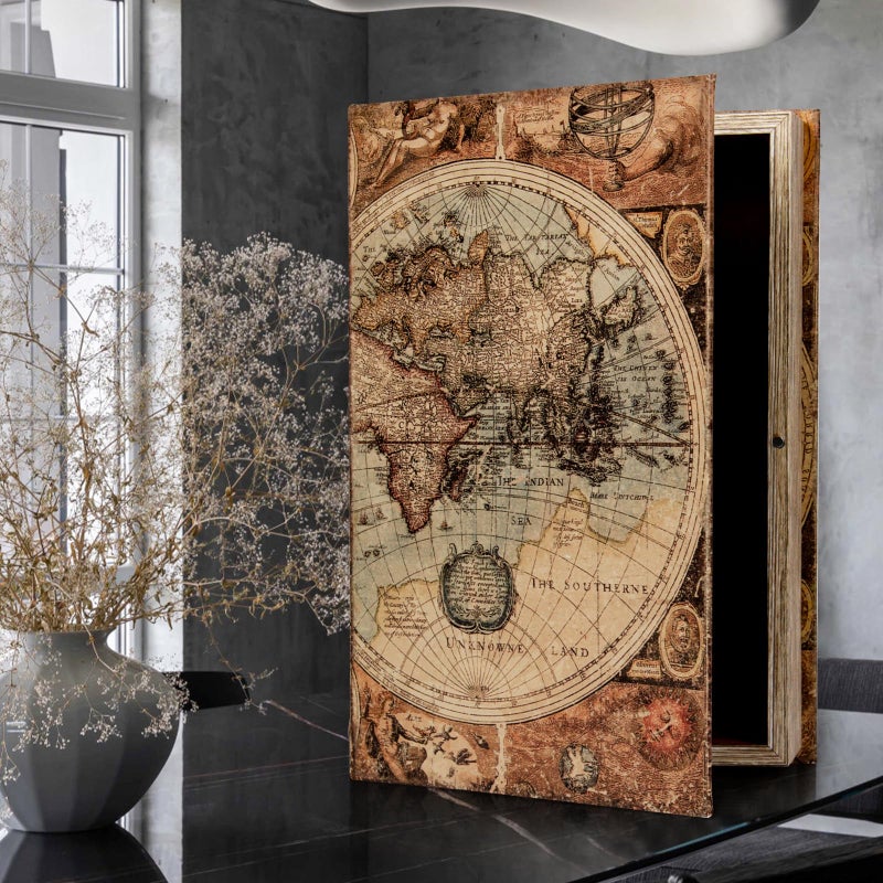 DROFELY Decorative Fake Book Box for Shelf Decor, Coffee Table Storage & Home Decor - Vintage Faux Leather Embossed Secret Storage Box with Magnetic Closure (12" Large Size) - Image 3