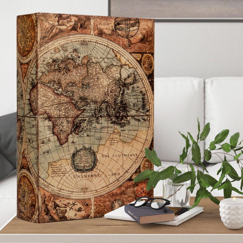 DROFELY Decorative Fake Book Box for Shelf Decor, Coffee Table Storage & Home Decor - Vintage Faux Leather Embossed Secret Storage Box with Magnetic Closure (12" Large Size) - Image 1
