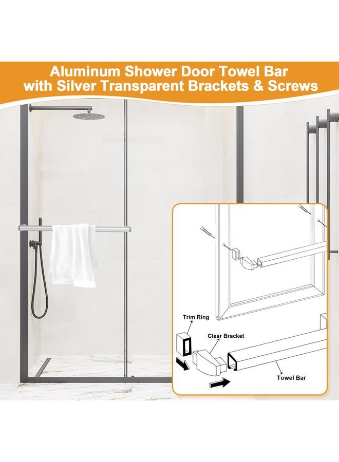 BigHead Glass Shower Door Towel Bar 25 Inch Bright Chrome Sliding Shower Door Handle Replacement with Silver Transparent Brackets, Fits Framed Sliding Shower/Tub Enclosure Doors Up to 26" Wide - Image 5