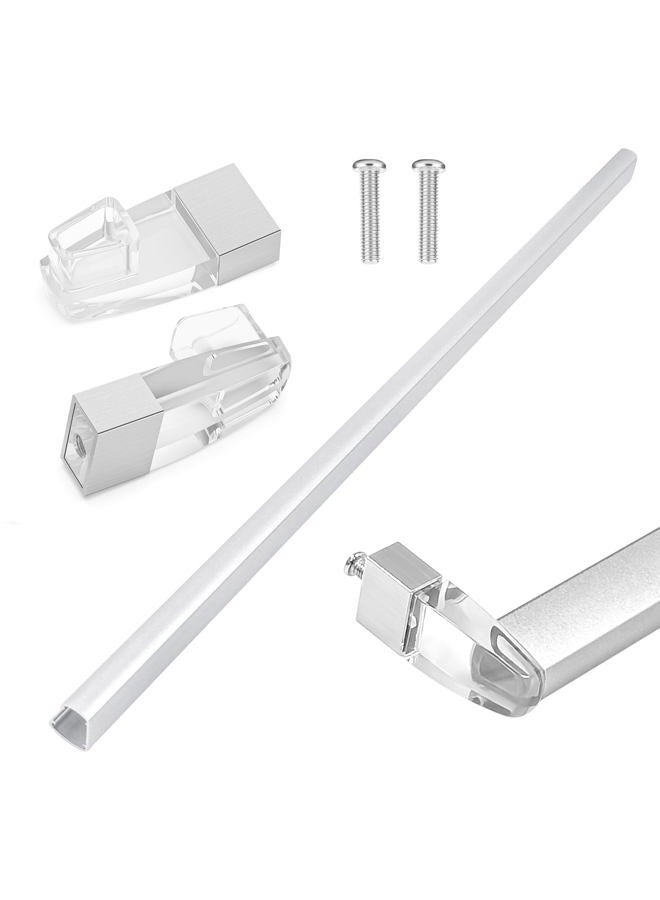 BigHead Glass Shower Door Towel Bar 25 Inch Bright Chrome Sliding Shower Door Handle Replacement with Silver Transparent Brackets, Fits Framed Sliding Shower/Tub Enclosure Doors Up to 26" Wide - Image 1