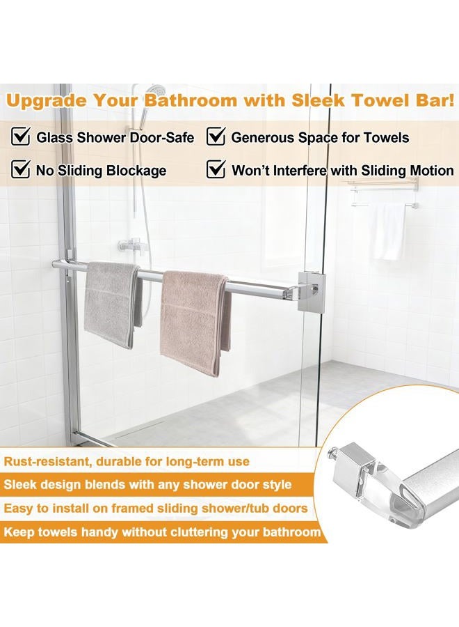 BigHead Glass Shower Door Towel Bar 25 Inch Bright Chrome Sliding Shower Door Handle Replacement with Silver Transparent Brackets, Fits Framed Sliding Shower/Tub Enclosure Doors Up to 26" Wide - Image 4