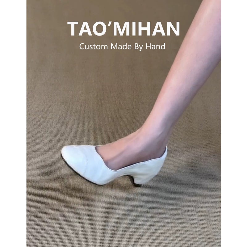 Genuine Leather Mary Jane Ballet Flats for Women Round Toe with Hidden Heel Red 2026 Autumn