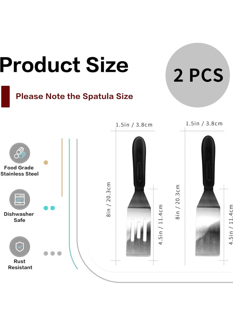 Jolley Metal small scraper set, made of stainless steel. The metal scraper has a beveled edge and is suitable for desserts, steaks, pizza, and small flat metal scrapers for frying pans. Comes in a 2-piece set. - Image 3