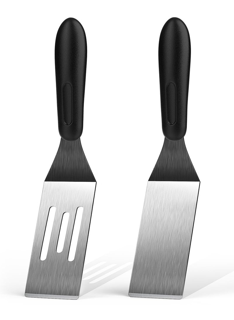 Jolley Metal small scraper set, made of stainless steel. The metal scraper has a beveled edge and is suitable for desserts, steaks, pizza, and small flat metal scrapers for frying pans. Comes in a 2-piece set. - Image 1
