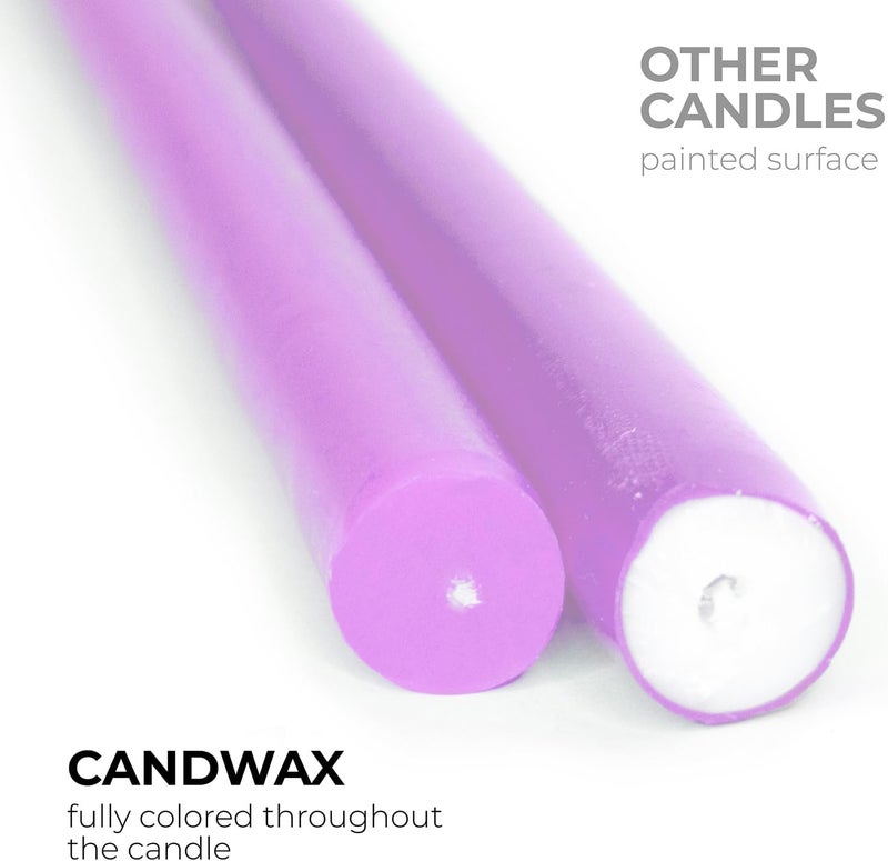 CANDWAX شموع كاندواكس المخروطية 10 بوصة مجموعة من 4 - شموع مخروطية غير قابلة للتساقط وشمعدانات عديمة الرائحة - مثالية كشموع عشاء وشموع منزلية – شموع خزامى - Image 2