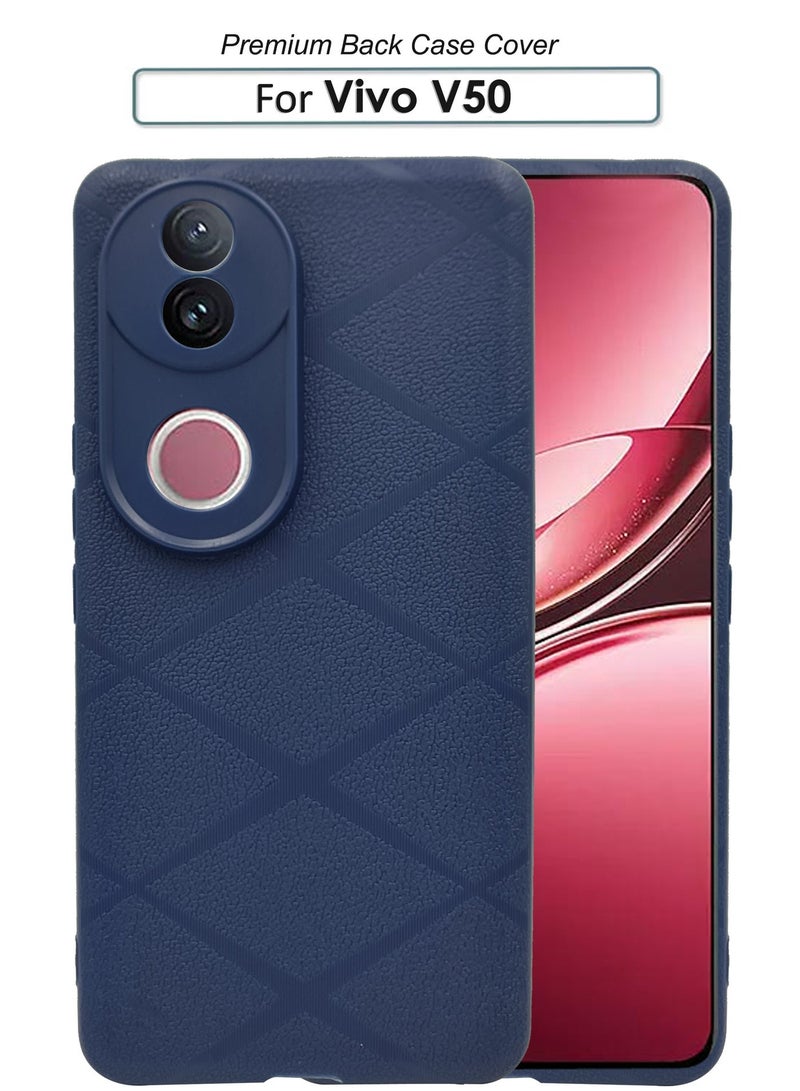 NAFCO For Vivo V50 - Rough Texture Grippy Silicone Back Case  & Drop Protection Case Cover - Blue - Image 1