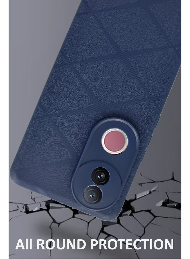 NAFCO For Vivo V50 - Rough Texture Grippy Silicone Back Case  & Drop Protection Case Cover - Blue - Image 4