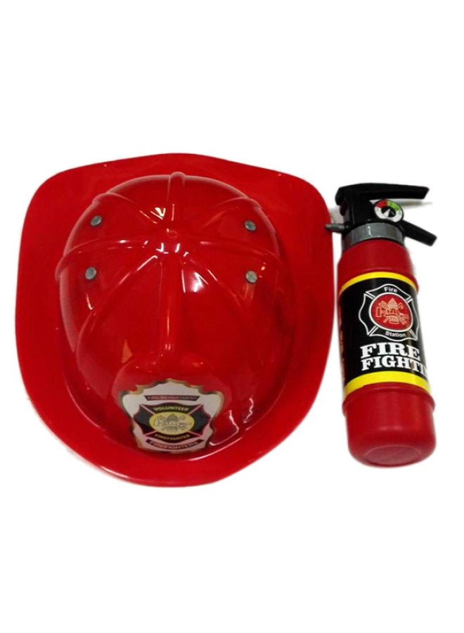 Children's Play-house Toy Mini Firefighter Suit Toy Simulation Fire Fighting Toy Kindergarten Show-Color:001 Firefighting Two-piece Set★Play House Toys (without Real Functions)-Specifications:Red Fire Hat - Image 1