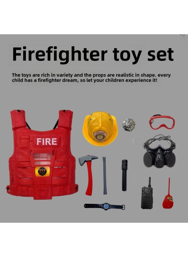 Children's Play-house Toy Mini Firefighter Suit Toy Simulation Fire Fighting Toy Kindergarten Show-Color:001 Firefighting Two-piece Set★Play House Toys (without Real Functions)-Specifications:Red Fire Hat - Image 2