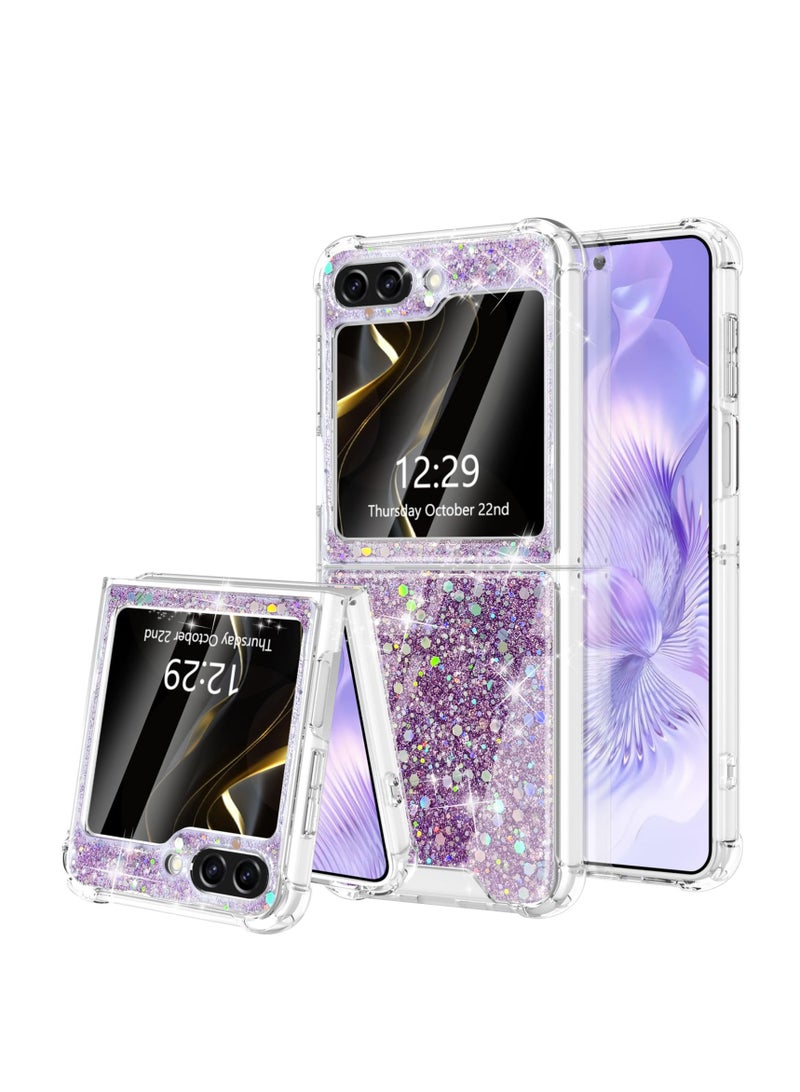 Excefore Compatible with Samsung Galaxy Z Flip 5 5G Case, Sparkly Glitter Slim Thin Case Design, with Anti-Fingerprint Design, Case for Galaxy Z Flip 5 Soft Silicone (Purple) - Image 1