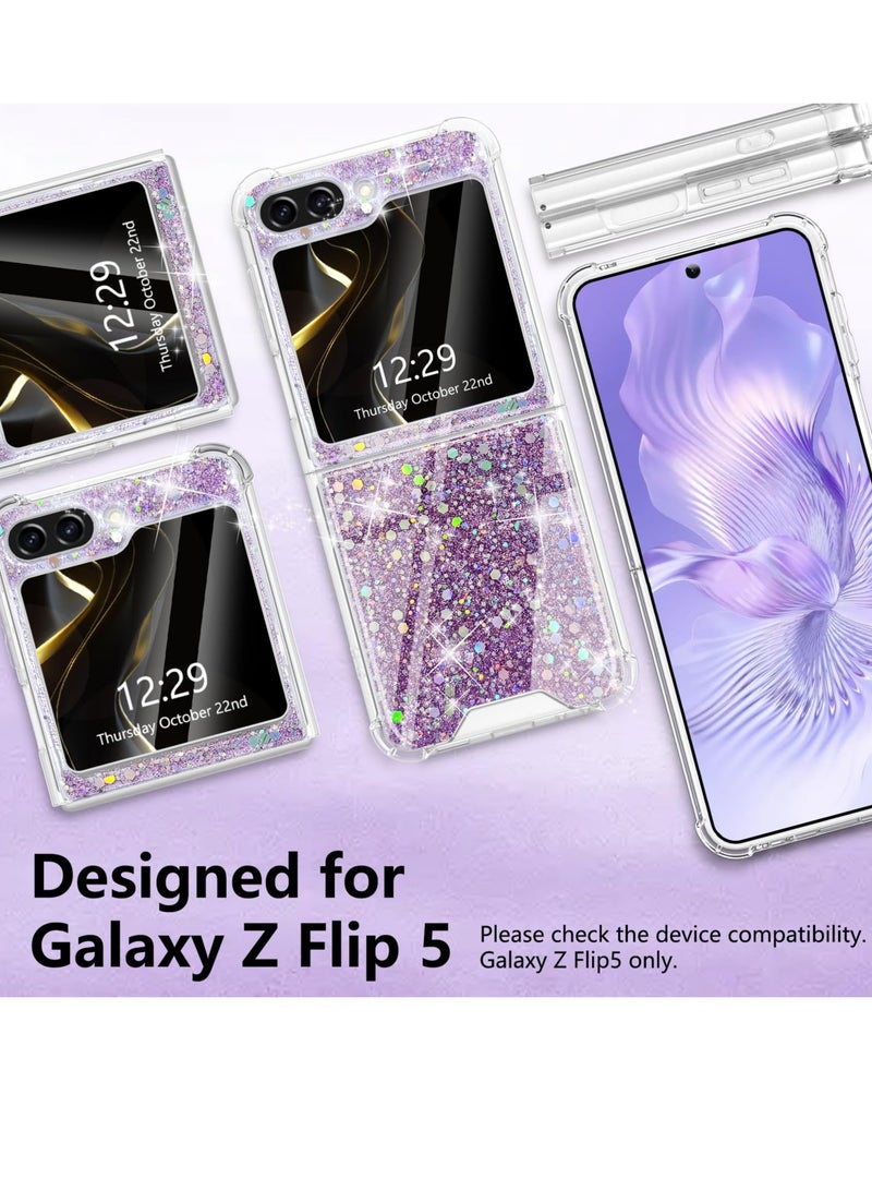 Excefore Compatible with Samsung Galaxy Z Flip 5 5G Case, Sparkly Glitter Slim Thin Case Design, with Anti-Fingerprint Design, Case for Galaxy Z Flip 5 Soft Silicone (Purple) - Image 3