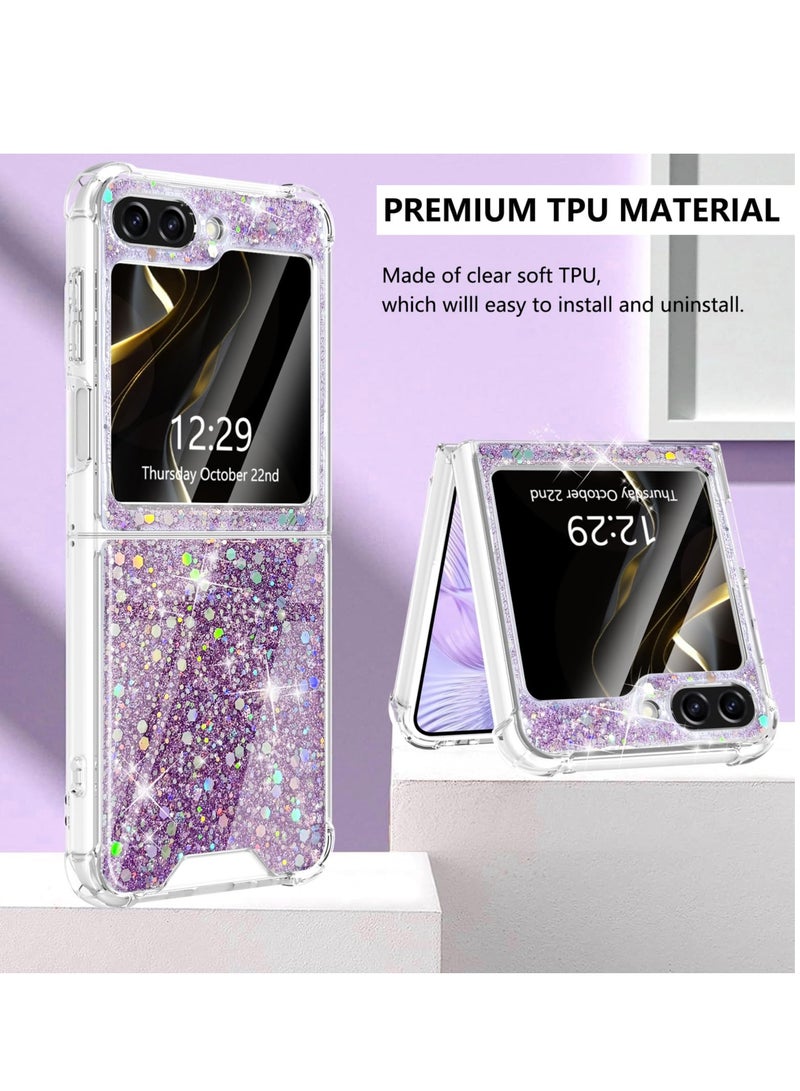 Excefore Compatible with Samsung Galaxy Z Flip 5 5G Case, Sparkly Glitter Slim Thin Case Design, with Anti-Fingerprint Design, Case for Galaxy Z Flip 5 Soft Silicone (Purple) - Image 5