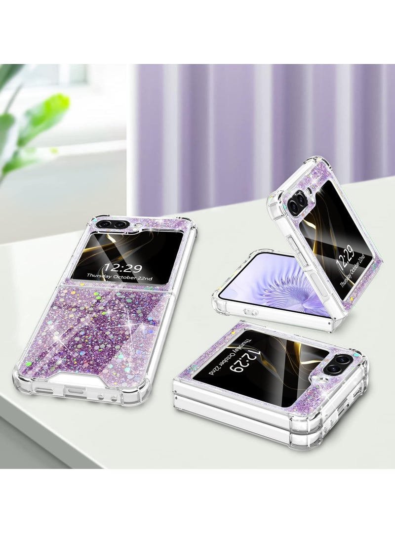 Excefore Compatible with Samsung Galaxy Z Flip 5 5G Case, Sparkly Glitter Slim Thin Case Design, with Anti-Fingerprint Design, Case for Galaxy Z Flip 5 Soft Silicone (Purple) - Image 4