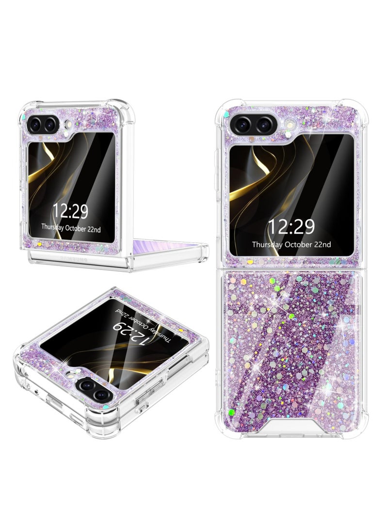 Excefore Compatible with Samsung Galaxy Z Flip 5 5G Case, Sparkly Glitter Slim Thin Case Design, with Anti-Fingerprint Design, Case for Galaxy Z Flip 5 Soft Silicone (Purple) - Image 2