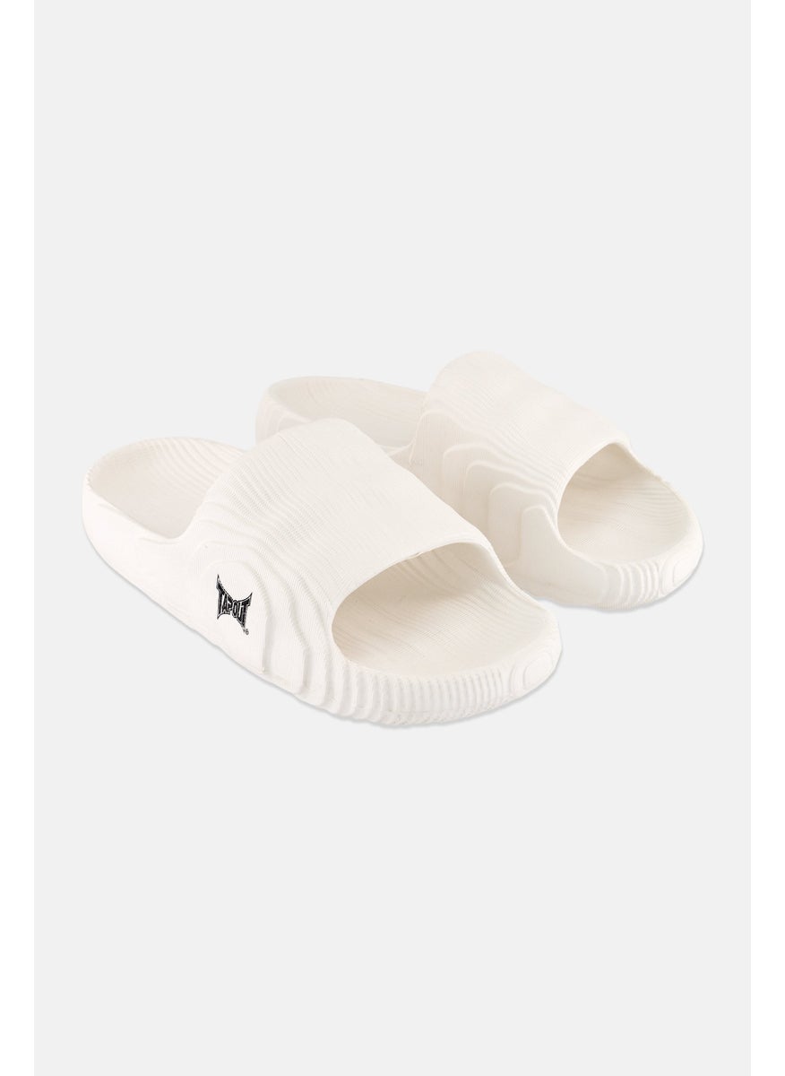 TapouT Men Brand Logo Slip On Slides, Off White  - Image 1