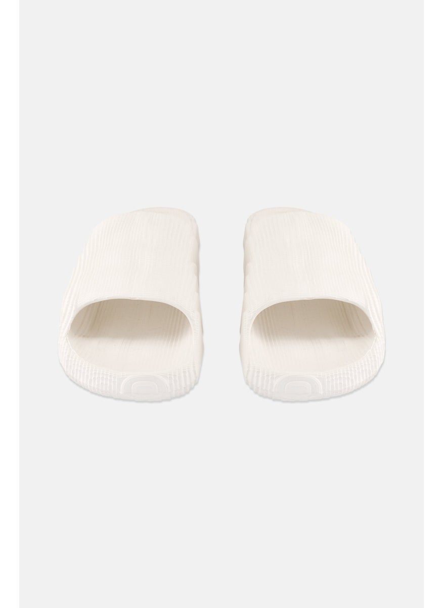 TapouT Men Brand Logo Slip On Slides, Off White  - Image 4