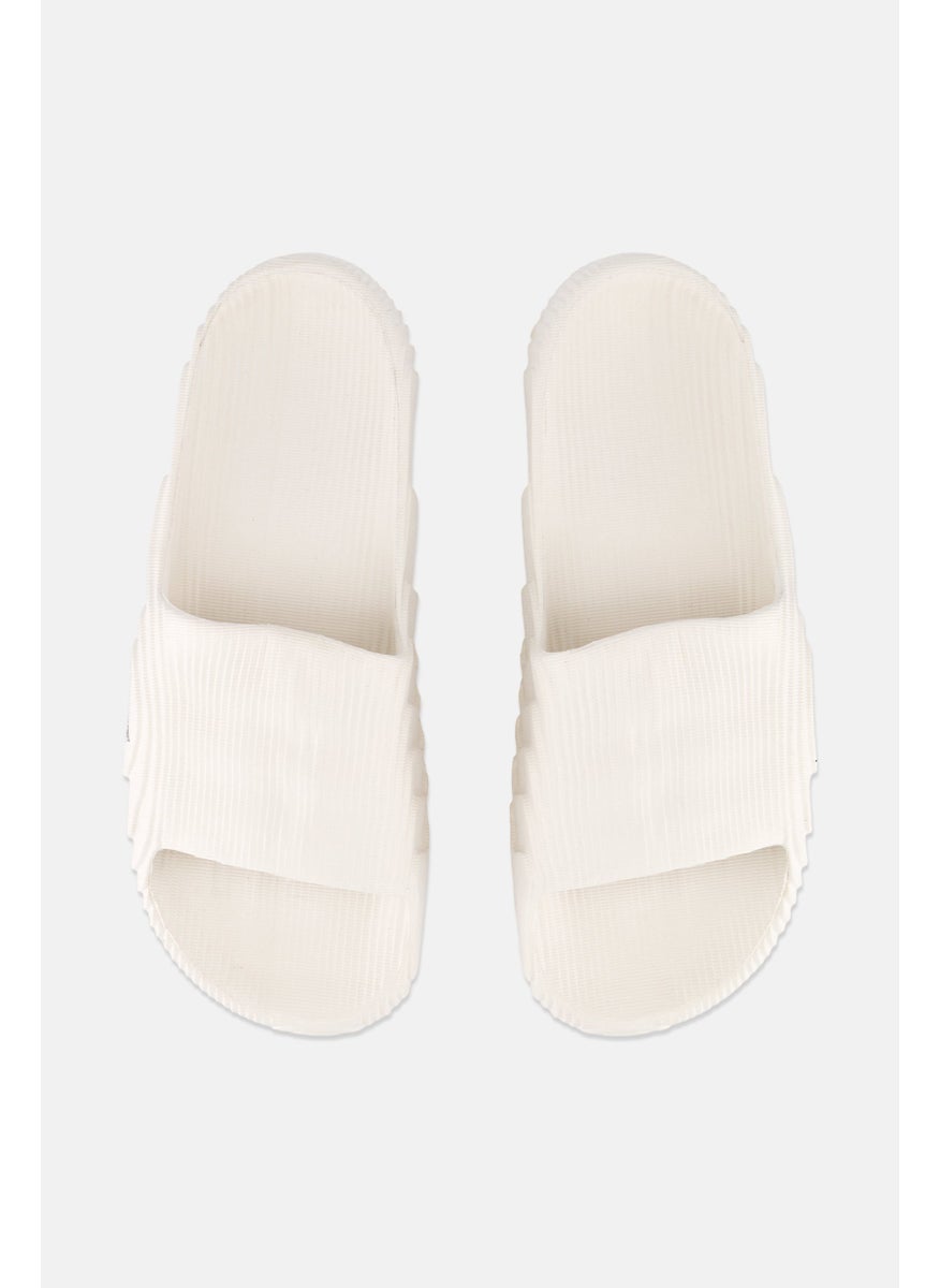 TapouT Men Brand Logo Slip On Slides, Off White  - Image 3