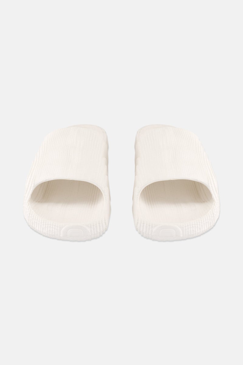 TapouT Men Brand Logo Slip On Slides, Off White  - Image 4