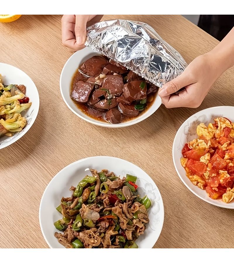 80 Pcs Food Grade Reusable Aluminum Foil Insulation Cover For Bowls Plates And Tableware Keeps Food Warm And Fresh - Image 2