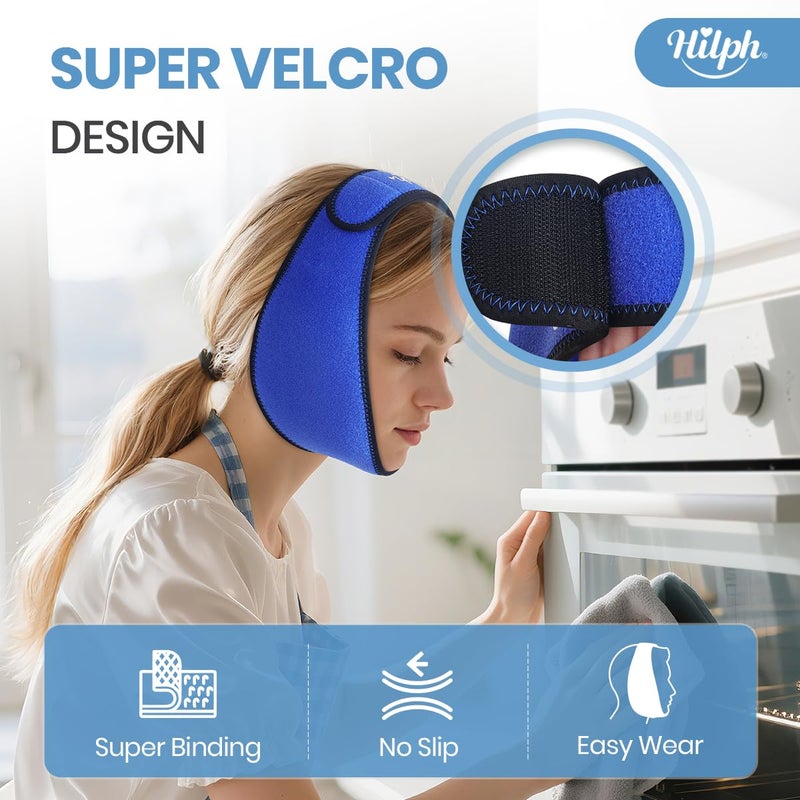 Hilph Face Ice Pack Wisdom Teech Ice Pack Head Wrap for Facial Oral Surgery Pain Relief for TMJ, Jaw Ice Wrap with 4 Hot Cold Gel Packs Reusable for Tooth Extraction & Teeth Removed, Tonsil Blue - Image 5