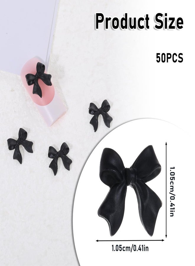 YQQYG Bow Nail Charm, 3D Bow Nail Decoration Resin Bow Nail Rhinestones Bowknot, Black Nail Charms for Phone Cases Scrapbooks Envelope Cards Making - Image 2