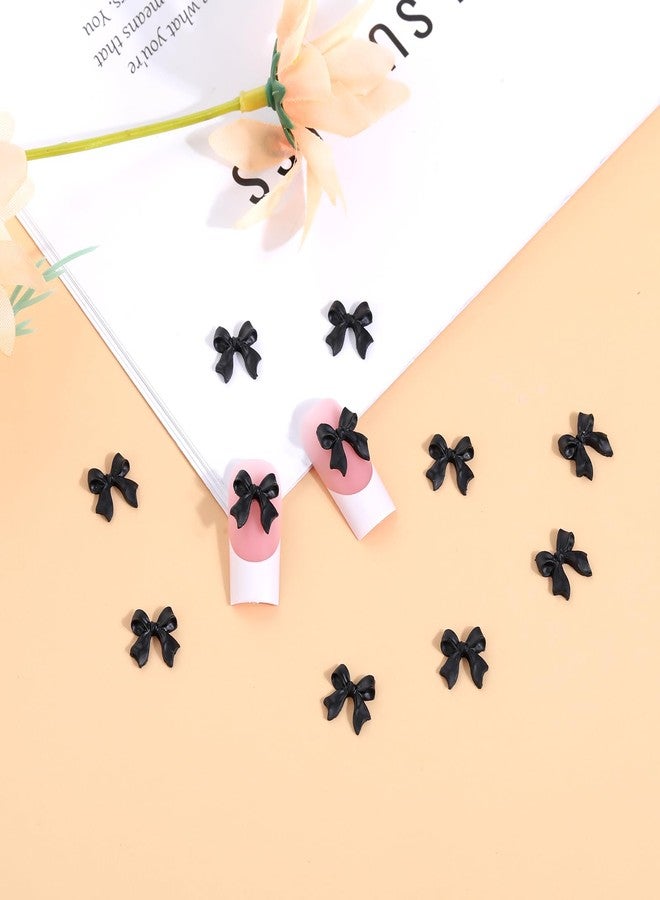 YQQYG Bow Nail Charm, 3D Bow Nail Decoration Resin Bow Nail Rhinestones Bowknot, Black Nail Charms for Phone Cases Scrapbooks Envelope Cards Making - Image 3