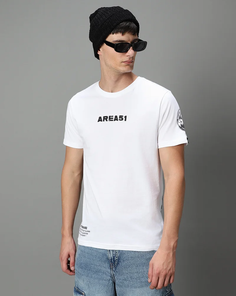 bewakoof Men's White Area 51 Graphic Printed T-shirt