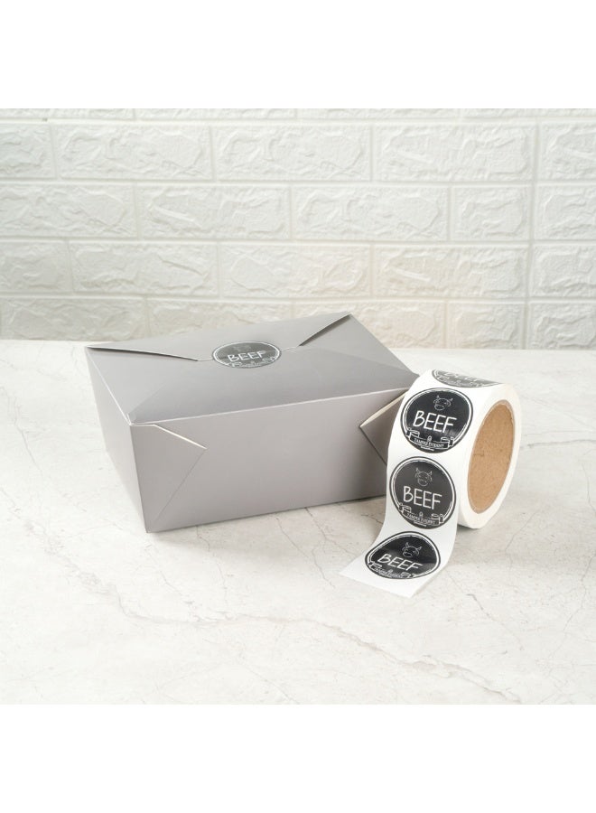 Restaurantware ملصقات Label Tek بحجم 2 بوصة مقاومة للتلاعب للحوم البقر، 500 ملصق ختم مقاوم للتلاعب - تصميم سبورة، لتوصيل الطعام بأمان، باللون الأسود مع خط أبيض ملصقات بلاستيكية للوجبات الجاهزة - Image 4