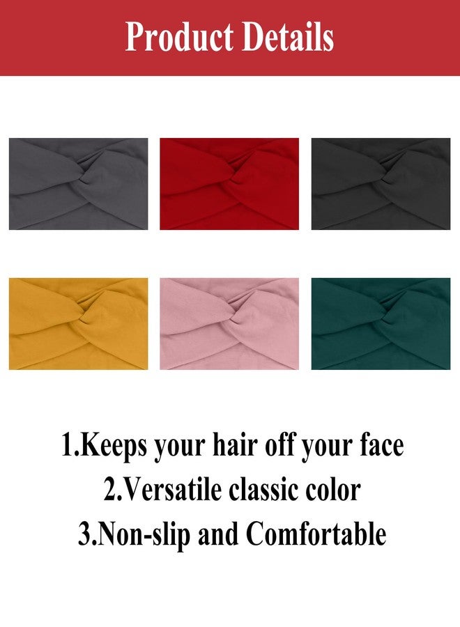 KIUEZIR 6 Pack Stretchy Wide Twist Knot Headbands - Non-Slip Fabric Hair Bands for Face Washing Makeup Yoga & Workouts - Image 3