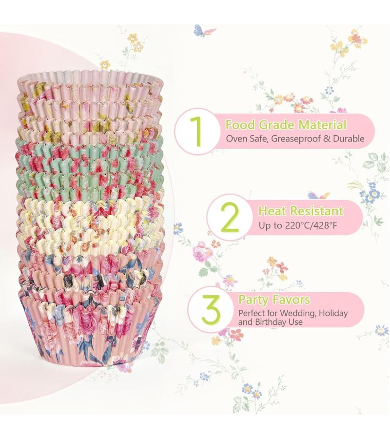 200pcs Assorted 4 Styles Paper Cupcake Cups 5x3cm for Baking Celebrations - Image 2
