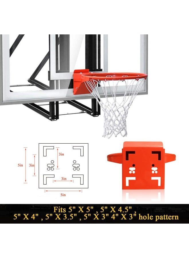 ProSlam Pro Slam Professional 180º Heavy Duty Breakaway Basketball Rim，18 inch Single Spring Flex Rim Goal Replacement Fits 5"x5", 5"x4", 4"x3"，5"x3" Hole Pattern Backboard - Image 4