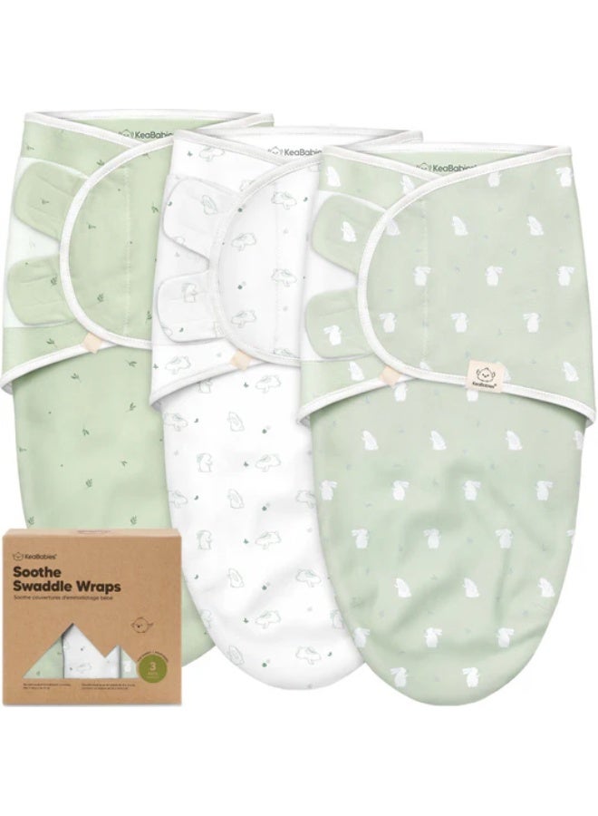 KeaBabies Soothe Swaddle Wraps 3 Pack, Muslin Baby Blanket, Bunnies - Image 1