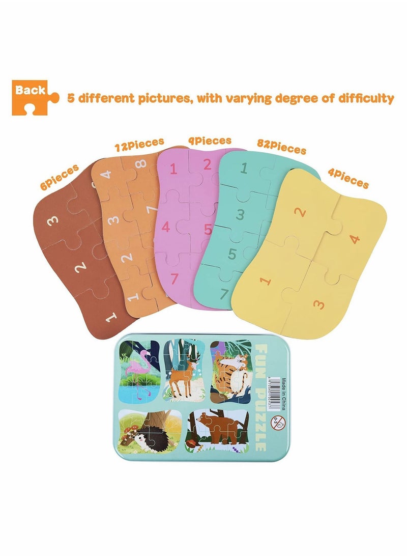 Y&D Flamingo Puzzles for 3 4 5 6 Year Olds, 5-in-1 Dinosaur Jigsaw with Iron Box Storage, Toys Gifts Boys, Girls, Kids and Children (Astronaut Jigsaw)  - Image 4