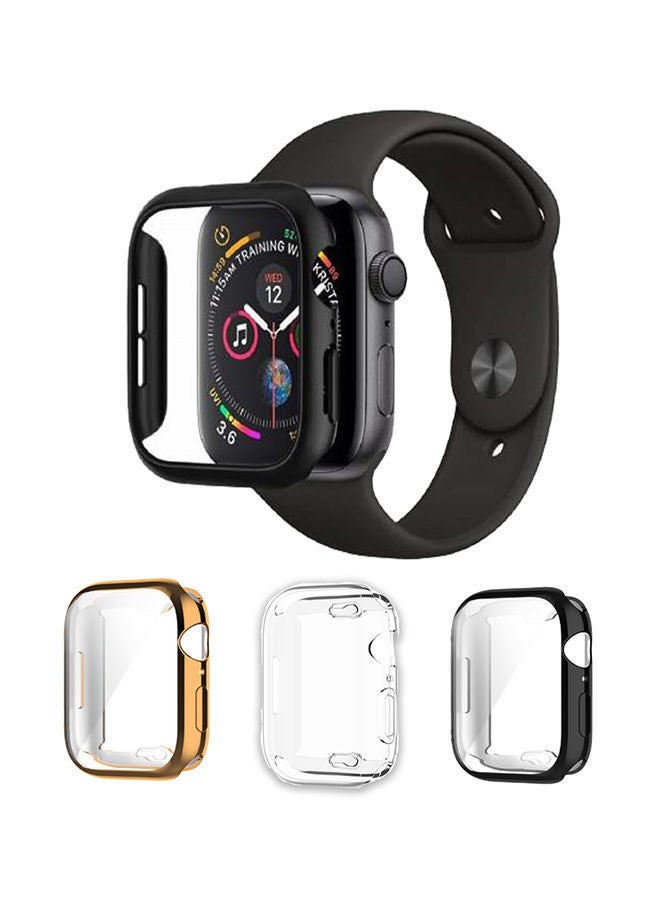 NIBEMINENT 3-Piece Screen Protector Set For Apple Watch 44mm Black/Rose Gold/Clear - Image 1