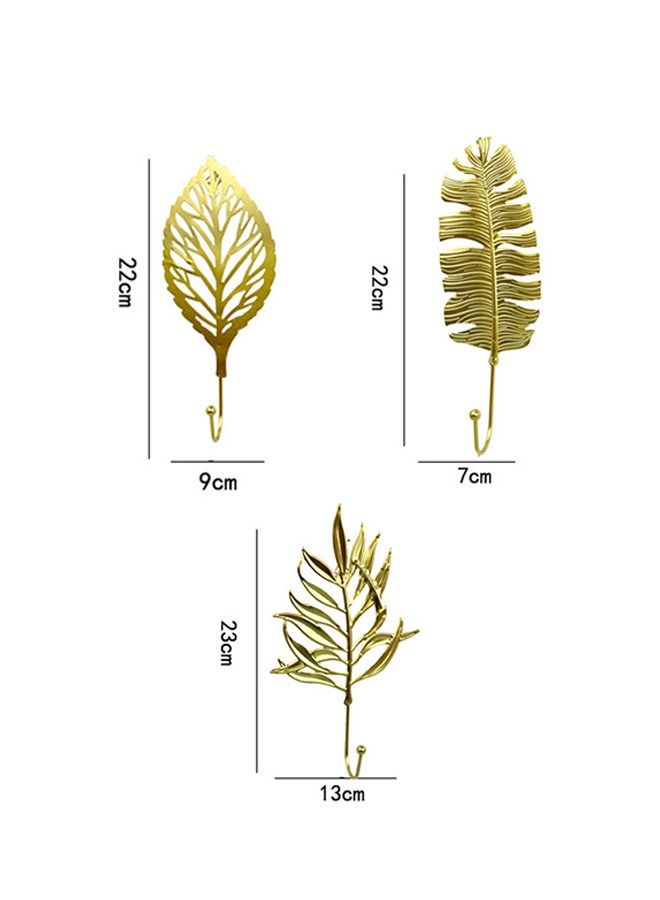 3PCS Vintage Golden Leaf Iron Art Wall Hook, Light Luxury Corrosion Resistant Thickened Multifunctional Storage Decorative Hooks, Hanging Key Hat Scarf Purse Towel Holder(Golden)  - Image 2