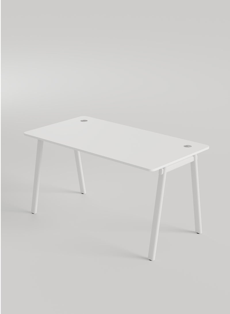 WORKSPACE Gaming Home Office Desk: Executive Design, 120x70cm, Black & White, Ergonomic Computer Workstation for Gamers and Professionals (White) - Image 2