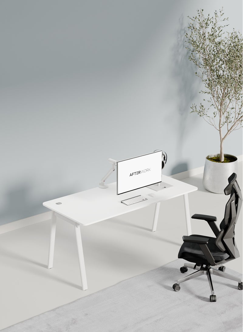 WORKSPACE Gaming Home Office Desk: Executive Design, 120x70cm, Black & White, Ergonomic Computer Workstation for Gamers and Professionals (White) - Image 3