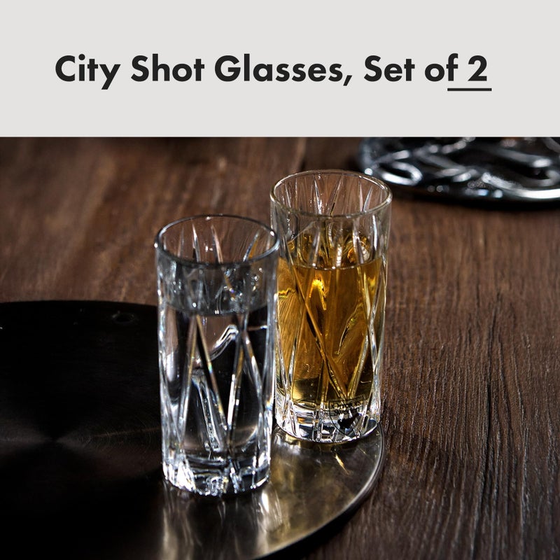 Orrefors City Shot Glasses with Heavy Base (Set of 2) - 1.7 Fl. Oz., Asymmetric Design - Crystal, Glassware for Spirits & Shots, Serving Tequila, Vodka, Whiskey, Dishwasher Safe - Image 3