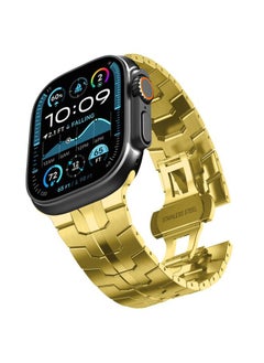 Stainless Steel Band for Apple Watch Ultra 2, Series 10, SE2, 49mm, 46mm, 45mm, 44mm, 42mm, Metal Strap with Folding Clasp (Gold, 49mm)