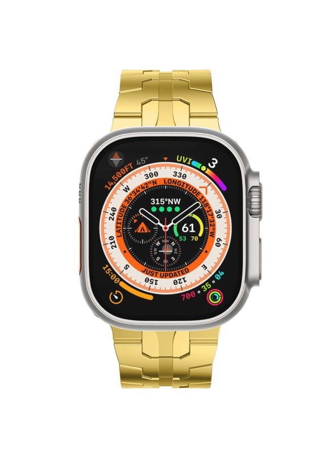 CHANCHY - Stainless Steel Band for Apple Watch Ultra 2, Series 10, SE2, 49mm, 46mm, 45mm, 44mm, 42mm, Metal Strap with Folding Clasp (Gold, 49mm) - Image 1