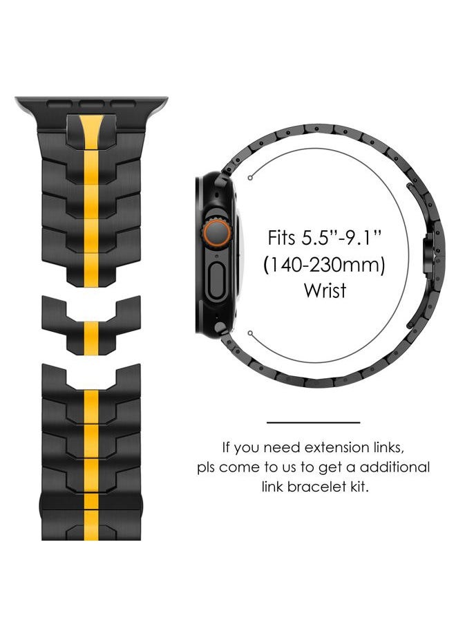 CHANCHY - Stainless Steel Band for Apple Watch Ultra 2, Series 10, SE2, 49mm, 46mm, 45mm, 44mm, 42mm, Metal Strap with Folding Clasp (Gold, 49mm) - Image 1