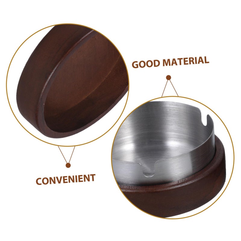 Portable Wooden Ashtray with Lid Windproof Stainless Steel Liner Easy Clean for Indoor Outdoor - Image 4