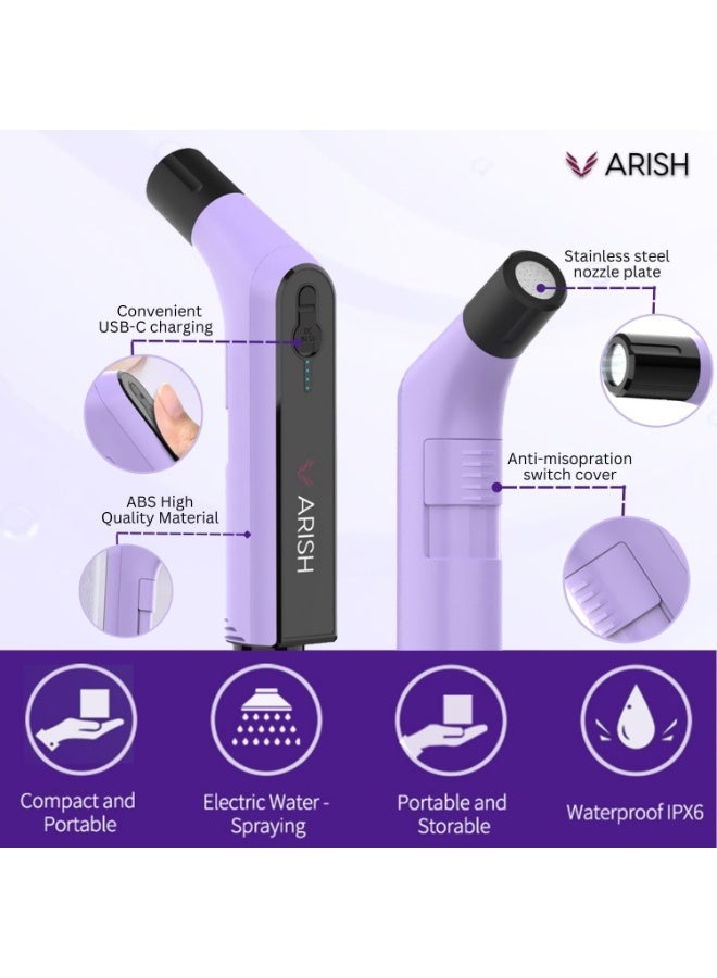 Portable Bidet , Portable Travel Bottle Handheld Personal Sprayer, electric sprayer Travel Camping Bathroom Personal Hygiene (Lilac Blue Electric Bidet, 1.2m Hose Pipe)