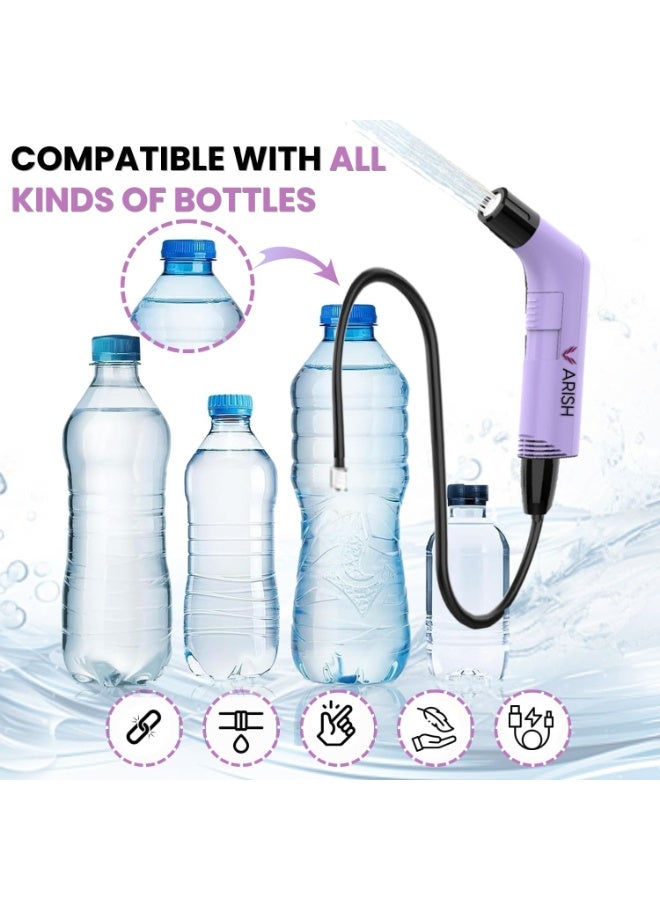 Portable Bidet , Portable Travel Bottle Handheld Personal Sprayer, electric sprayer Travel Camping Bathroom Personal Hygiene (Lilac Blue Electric Bidet, 1.2m Hose Pipe)
