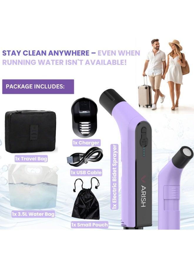 Portable Bidet , Portable Travel Bottle Handheld Personal Sprayer, electric sprayer Travel Camping Bathroom Personal Hygiene (Lilac Blue Electric Bidet, 1.2m Hose Pipe)