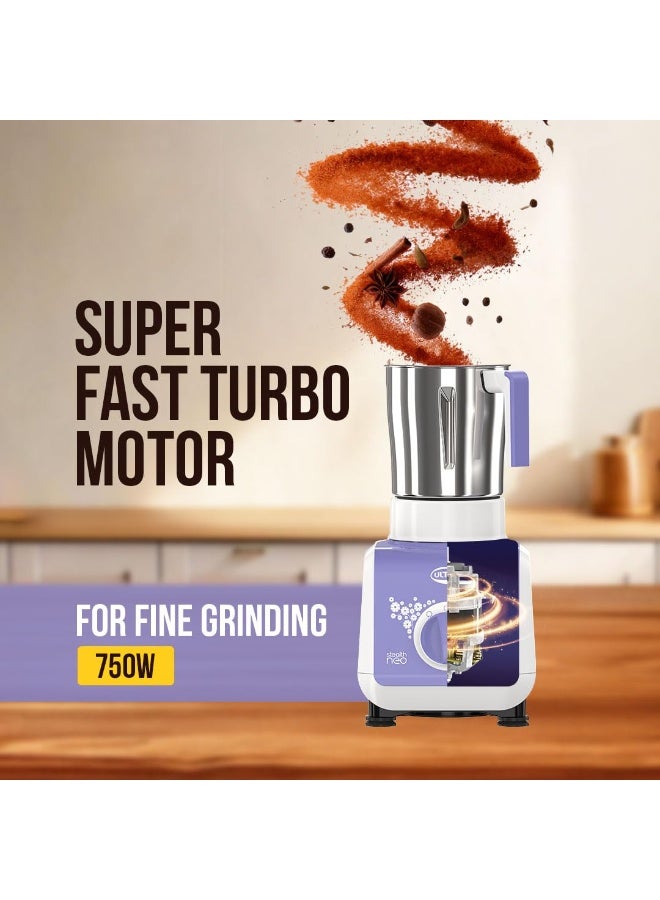 ULTRA Stealth neo MixerGrinder,750W,AISI304 Food Grade SS Jars &Blades,Serrated Stainless Steel Blades,Lesser noise,ABS Body,3Jars Small (0.5L),Medium (0.8L), Large(1.5L), 5Year Motor Warranty - Image 3