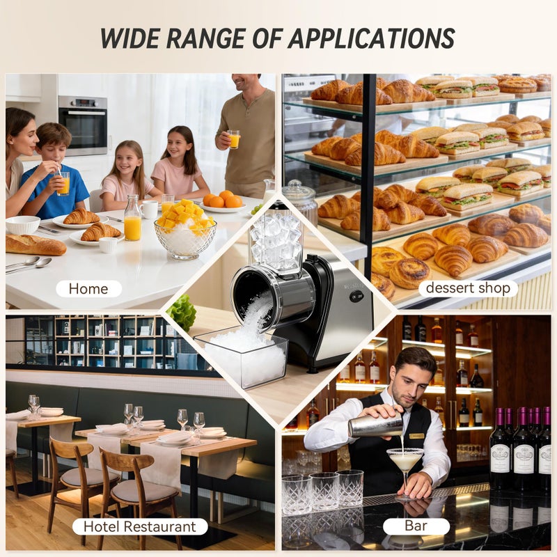 welsteepse Snow Cone Machine & Shaved Ice Machine, Crushed Ice Maker in Stainless Steel Metal Design with Ice Pick & Tray â€“ Powerful Motor, Sharp Blades, Fast Ice Shaving for Home, Parties - Image 2